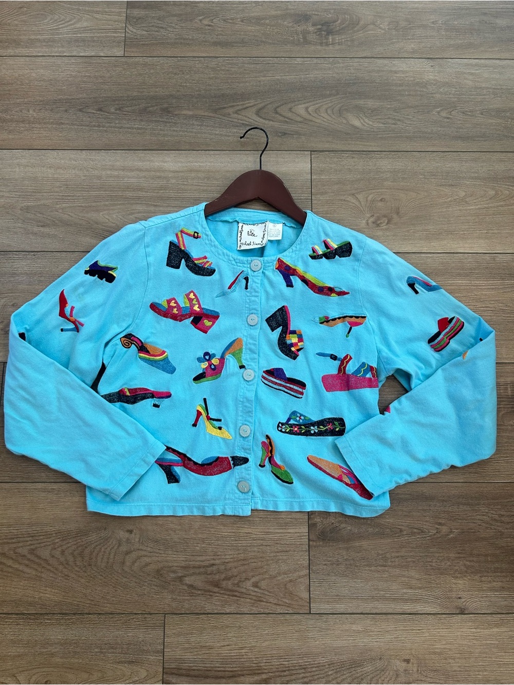 Vintage Michael Simon Lite Embroidered Shoe Cardigan Jacket L